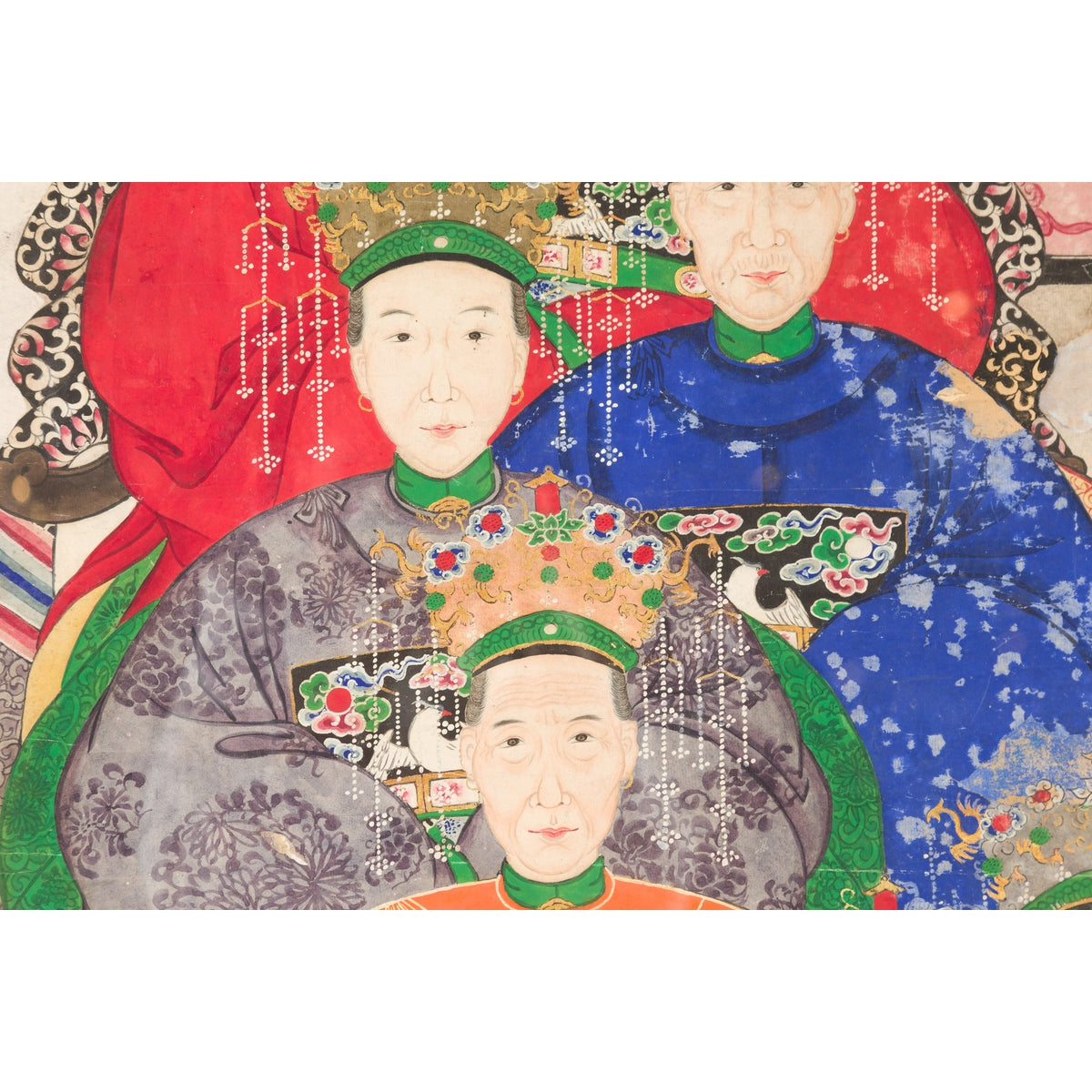 Chinese Qing Dynasty Period 19th Century Ancestor Group Portrait in Custom Frame-16. Asian & Chinese Furniture, Art, Antiques, Vintage Home Décor for sale at FEA Home