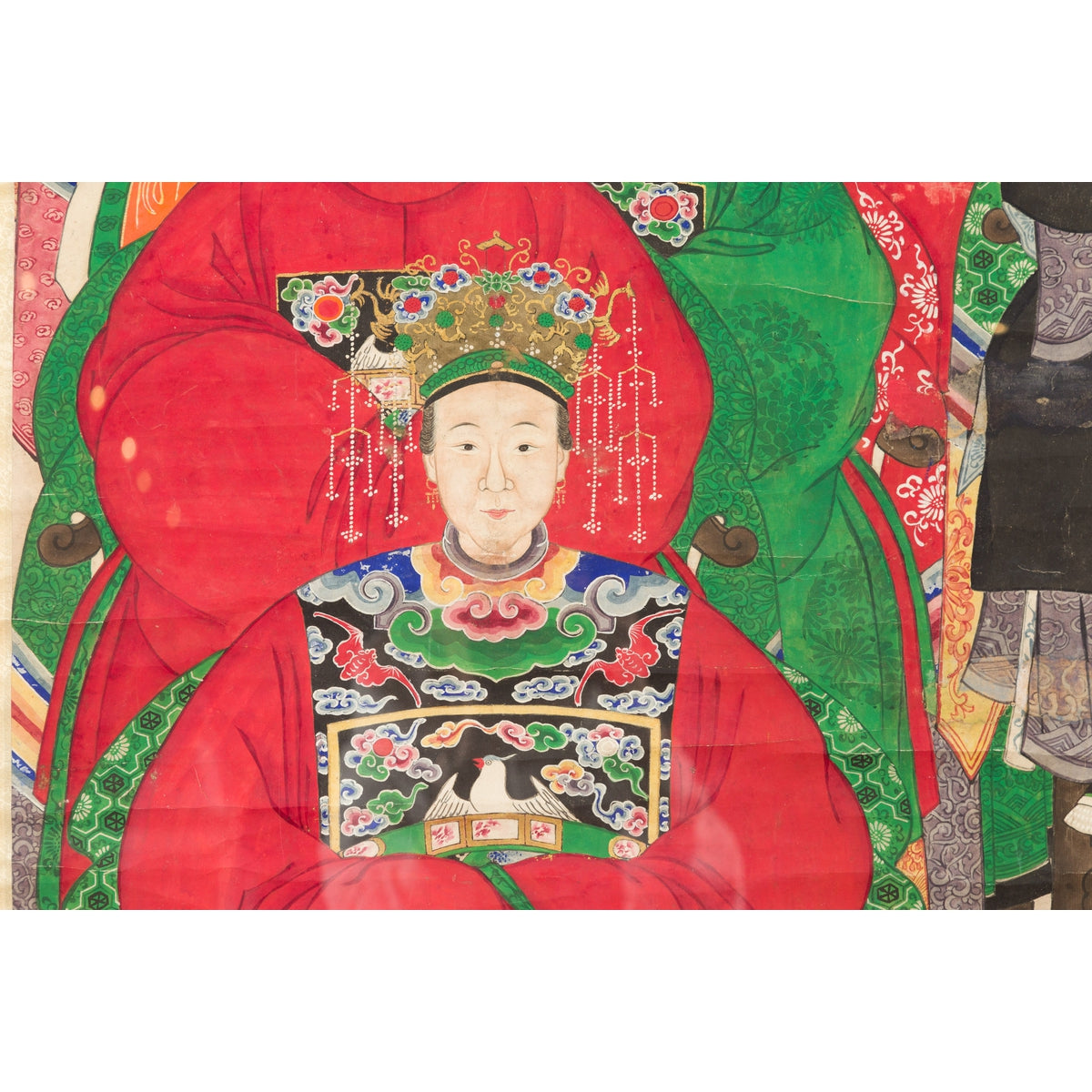Chinese Qing Dynasty Period 19th Century Ancestor Group Portrait in Custom Frame-17. Asian & Chinese Furniture, Art, Antiques, Vintage Home Décor for sale at FEA Home