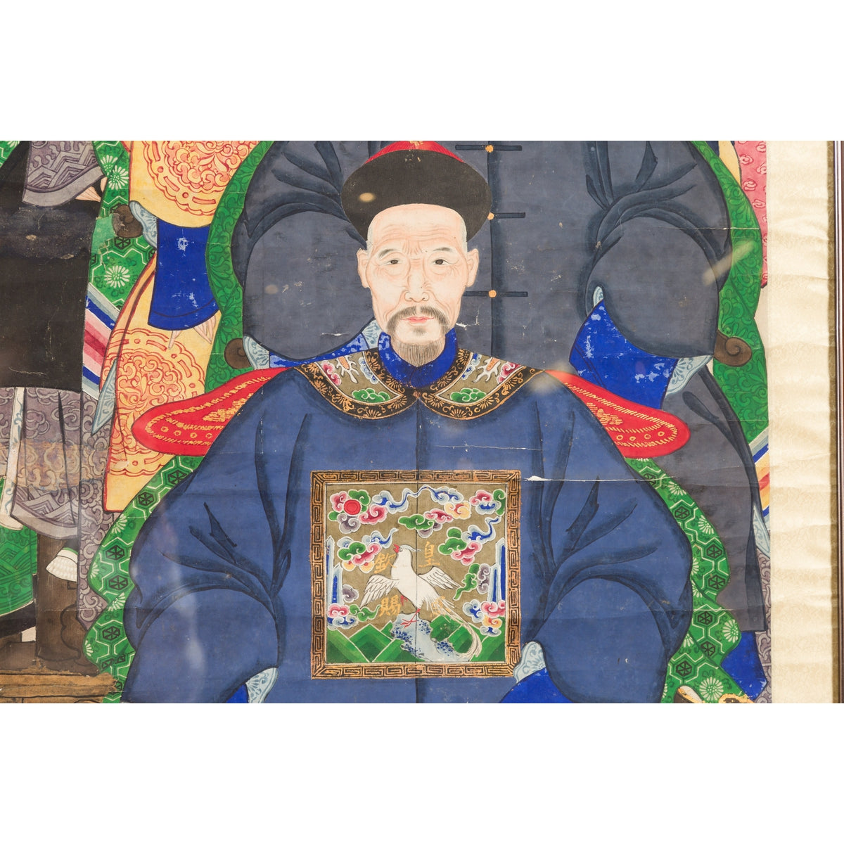 Chinese Qing Dynasty Period 19th Century Ancestor Group Portrait in Custom Frame-18. Asian & Chinese Furniture, Art, Antiques, Vintage Home Décor for sale at FEA Home