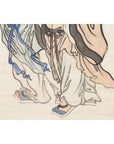 Framed Painting of Two Japanese Buddhist Monks with Lotus Flower and Wicker Box-11. Asian & Chinese Furniture, Art, Antiques, Vintage Home Décor for sale at FEA Home