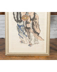 Framed Painting of Two Japanese Buddhist Monks with Lotus Flower and Wicker Box-7. Asian & Chinese Furniture, Art, Antiques, Vintage Home Décor for sale at FEA Home