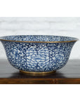 Large Thai Hand-Painted Blue and White Porcelain Bowl with Floral Motifs-6. Asian & Chinese Furniture, Art, Antiques, Vintage Home Décor for sale at FEA Home