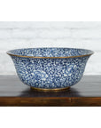 Large Thai Hand-Painted Blue and White Porcelain Bowl with Floral Motifs-3. Asian & Chinese Furniture, Art, Antiques, Vintage Home Décor for sale at FEA Home