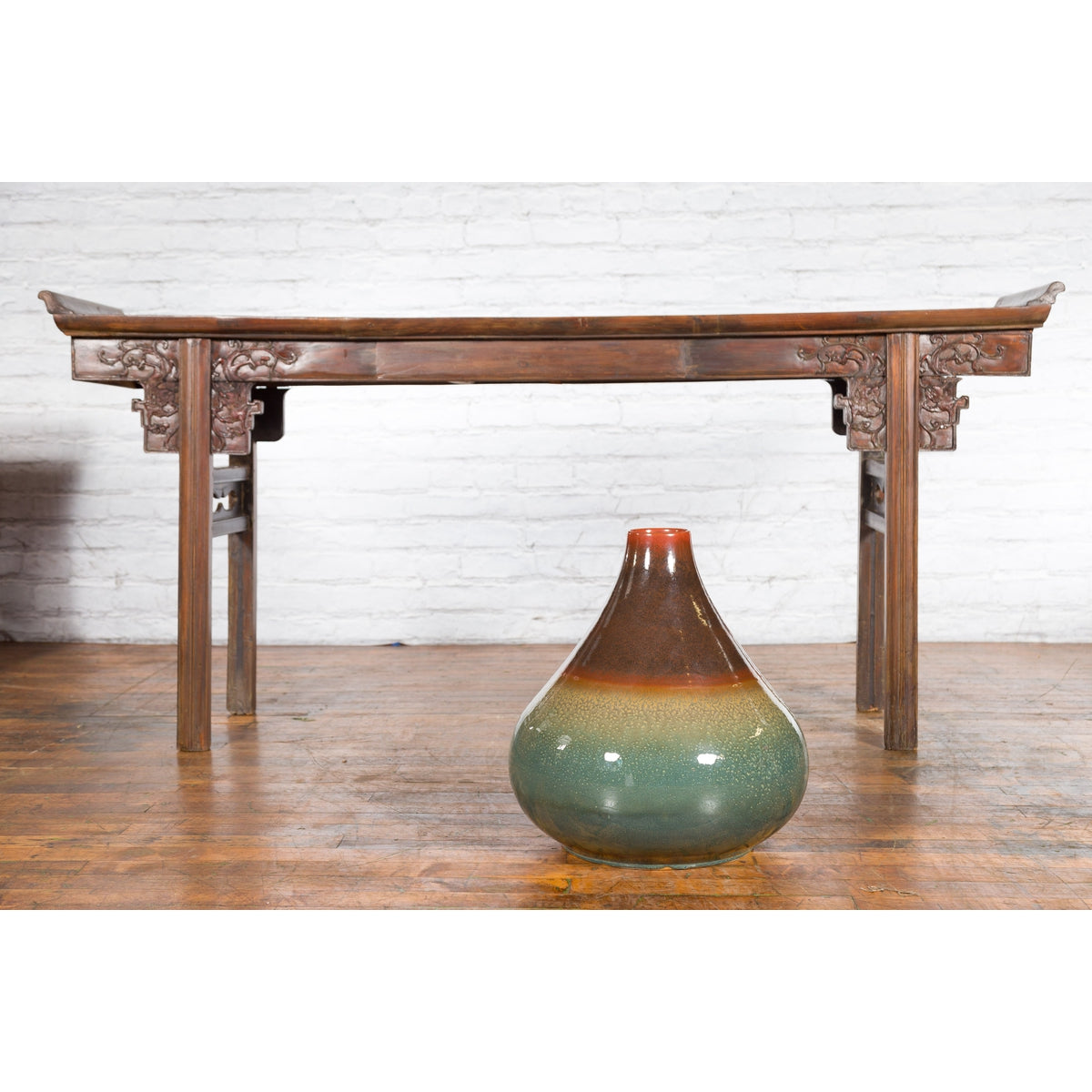 Large Contemporary Chiang Mai Prem Collection Jar with Green and Brown Glaze-10. Asian & Chinese Furniture, Art, Antiques, Vintage Home Décor for sale at FEA Home