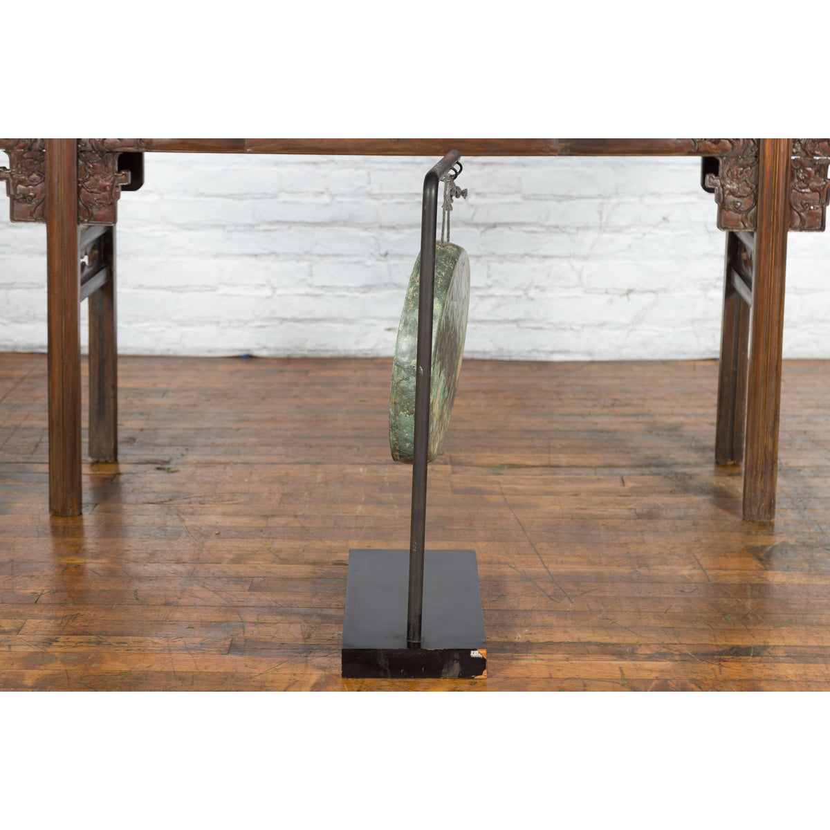 Bronze Gong Mounted on Custom Base-10. Asian & Chinese Furniture, Art, Antiques, Vintage Home Décor for sale at FEA Home