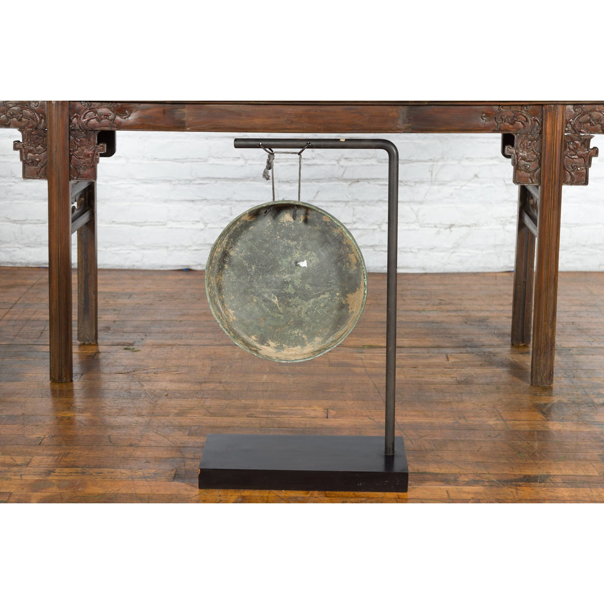 Bronze Gong Mounted on Custom Base-11. Asian & Chinese Furniture, Art, Antiques, Vintage Home Décor for sale at FEA Home