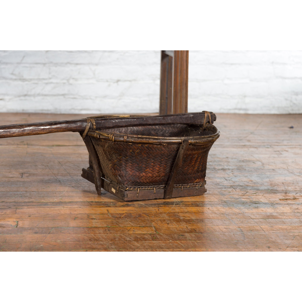 Early 20th Century Shoulder Rice Carrying Yoke with Bamboo and Rattan Baskets-11. Asian & Chinese Furniture, Art, Antiques, Vintage Home Décor for sale at FEA Home