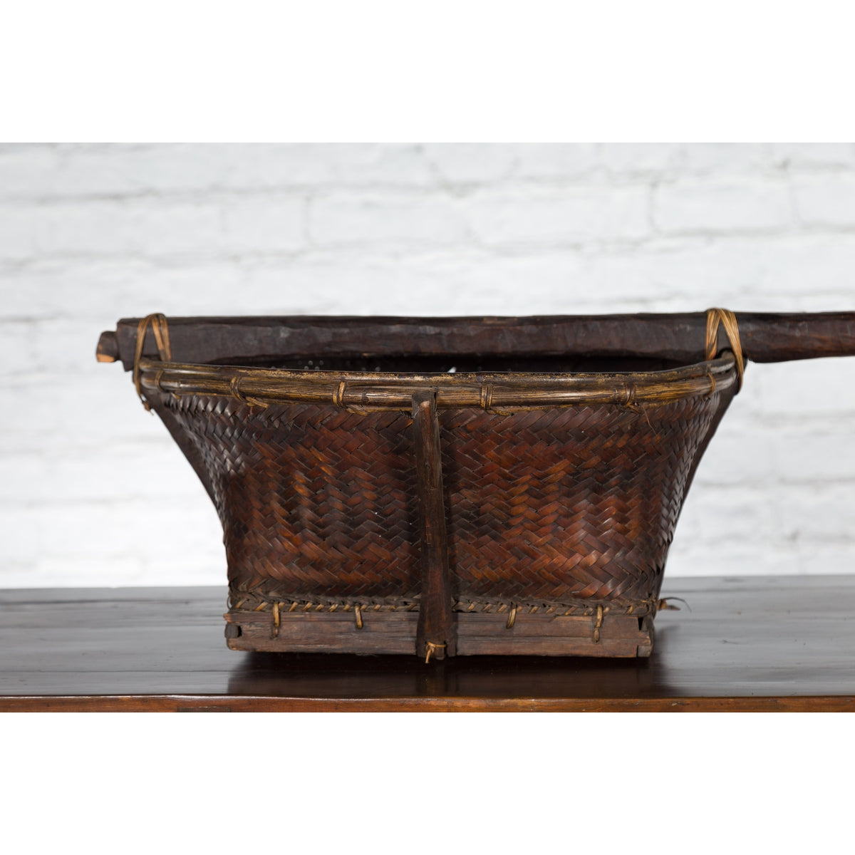 Early 20th Century Shoulder Rice Carrying Yoke with Bamboo and Rattan Baskets-6. Asian & Chinese Furniture, Art, Antiques, Vintage Home Décor for sale at FEA Home