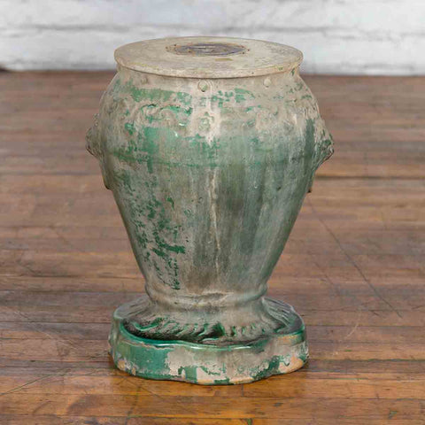 Chinese Qing Dynasty Period Green Glazed Garden Seat with Floral Motifs on Base-YN7476-2. Asian & Chinese Furniture, Art, Antiques, Vintage Home Décor for sale at FEA Home