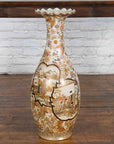 Large Japanese Vintage Kutani Style Scalloped Palace Vase with Court Scenes-2. Asian & Chinese Furniture, Art, Antiques, Vintage Home Décor for sale at FEA Home
