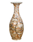 Large Japanese Vintage Kutani Style Scalloped Palace Vase with Court Scenes-1. Asian & Chinese Furniture, Art, Antiques, Vintage Home Décor for sale at FEA Home
