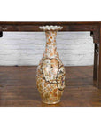 Large Japanese Vintage Kutani Style Scalloped Palace Vase with Court Scenes-13. Asian & Chinese Furniture, Art, Antiques, Vintage Home Décor for sale at FEA Home