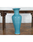 Tall Prem Collection Soft Blue Glazed Artisan Ceramic Vase with Flaring Neck-3. Asian & Chinese Furniture, Art, Antiques, Vintage Home Décor for sale at FEA Home