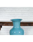 Tall Prem Collection Soft Blue Glazed Artisan Ceramic Vase with Flaring Neck-4. Asian & Chinese Furniture, Art, Antiques, Vintage Home Décor for sale at FEA Home