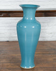 Tall Prem Collection Soft Blue Glazed Artisan Ceramic Vase with Flaring Neck-6. Asian & Chinese Furniture, Art, Antiques, Vintage Home Décor for sale at FEA Home