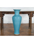 Tall Prem Collection Soft Blue Glazed Artisan Ceramic Vase with Flaring Neck-7. Asian & Chinese Furniture, Art, Antiques, Vintage Home Décor for sale at FEA Home