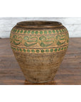 Vintage Thai Brown Ceramic Jar with Green Scrolling and Spherical Accents-3. Asian & Chinese Furniture, Art, Antiques, Vintage Home Décor for sale at FEA Home