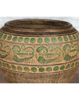 Vintage Thai Brown Ceramic Jar with Green Scrolling and Spherical Accents-5. Asian & Chinese Furniture, Art, Antiques, Vintage Home Décor for sale at FEA Home