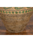 Vintage Thai Brown Ceramic Jar with Green Scrolling and Spherical Accents-6. Asian & Chinese Furniture, Art, Antiques, Vintage Home Décor for sale at FEA Home