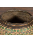 Vintage Thai Brown Ceramic Jar with Green Scrolling and Spherical Accents-8. Asian & Chinese Furniture, Art, Antiques, Vintage Home Décor for sale at FEA Home