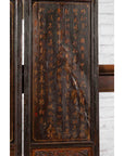 Chinese Early 20th Century Brown and Red Two-Panel Screen with Calligraphy-13. Asian & Chinese Furniture, Art, Antiques, Vintage Home Décor for sale at FEA Home
