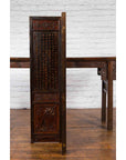 Chinese Early 20th Century Brown and Red Two-Panel Screen with Calligraphy-15. Asian & Chinese Furniture, Art, Antiques, Vintage Home Décor for sale at FEA Home