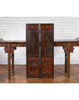 Chinese Early 20th Century Brown and Red Two-Panel Screen with Calligraphy-16. Asian & Chinese Furniture, Art, Antiques, Vintage Home Décor for sale at FEA Home