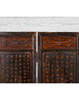 Chinese Early 20th Century Brown and Red Two-Panel Screen with Calligraphy-9. Asian & Chinese Furniture, Art, Antiques, Vintage Home Décor for sale at FEA Home