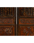 Chinese Early 20th Century Brown and Red Two-Panel Screen with Calligraphy-18. Asian & Chinese Furniture, Art, Antiques, Vintage Home Décor for sale at FEA Home