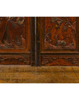 Chinese Early 20th Century Brown and Red Two-Panel Screen with Calligraphy-8. Asian & Chinese Furniture, Art, Antiques, Vintage Home Décor for sale at FEA Home