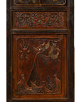 Chinese Early 20th Century Brown and Red Two-Panel Screen with Calligraphy-10. Asian & Chinese Furniture, Art, Antiques, Vintage Home Décor for sale at FEA Home