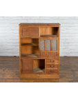 Japanese Antique Kitchen Cabinet with Sliding Doors, Rattan and Glass Panels-3. Asian & Chinese Furniture, Art, Antiques, Vintage Home Décor for sale at FEA Home