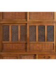 Japanese Antique Kitchen Cabinet with Sliding Doors, Rattan and Glass Panels-6. Asian & Chinese Furniture, Art, Antiques, Vintage Home Décor for sale at FEA Home