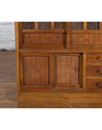 Japanese Antique Kitchen Cabinet with Sliding Doors, Rattan and Glass Panels-7. Asian & Chinese Furniture, Art, Antiques, Vintage Home Décor for sale at FEA Home