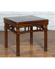 Chinese Ming Style Early 20th Century Brown Drink Table with Pillar Strut Motifs-11. Asian & Chinese Furniture, Art, Antiques, Vintage Home Décor for sale at FEA Home