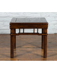 Chinese Ming Style Early 20th Century Brown Drink Table with Pillar Strut Motifs-3. Asian & Chinese Furniture, Art, Antiques, Vintage Home Décor for sale at FEA Home