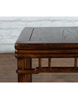 Chinese Ming Style Early 20th Century Brown Drink Table with Pillar Strut Motifs-4. Asian & Chinese Furniture, Art, Antiques, Vintage Home Décor for sale at FEA Home