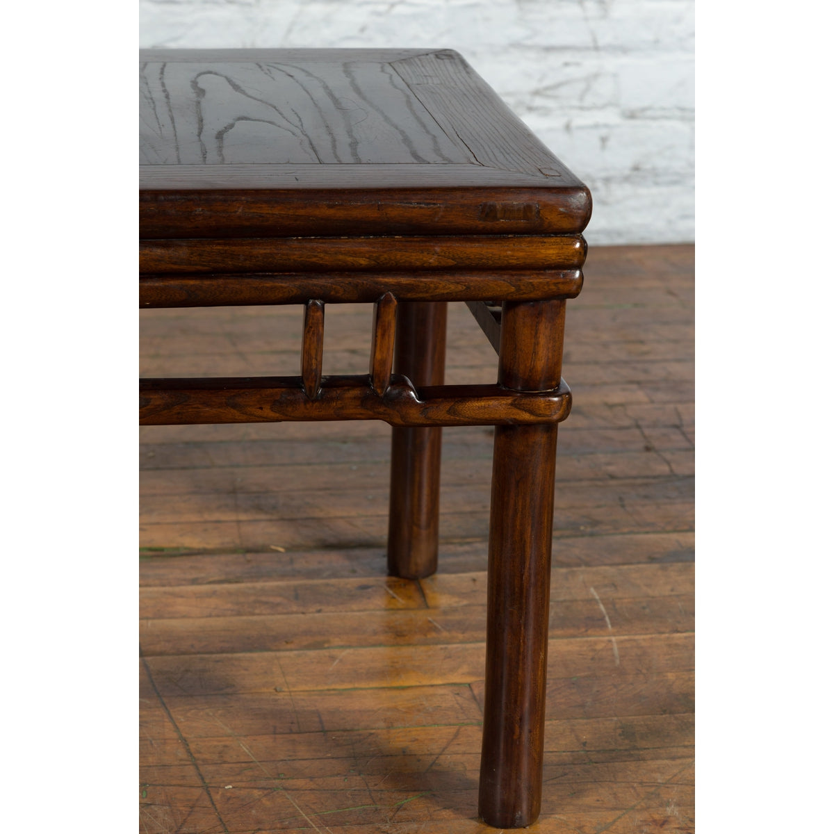 Chinese Ming Style Early 20th Century Brown Drink Table with Pillar Strut Motifs-7. Asian & Chinese Furniture, Art, Antiques, Vintage Home Décor for sale at FEA Home