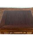 Chinese Ming Style Early 20th Century Brown Drink Table with Pillar Strut Motifs-8. Asian & Chinese Furniture, Art, Antiques, Vintage Home Décor for sale at FEA Home