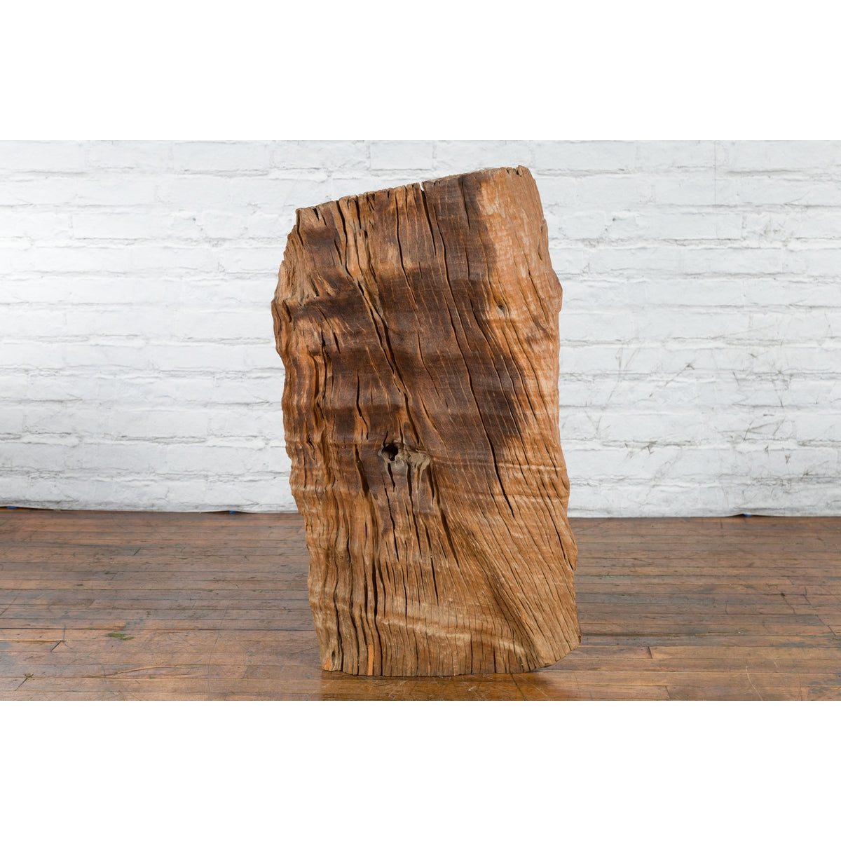 Antique Northern Thai Primitive Folk Teak Planter Made of a Hollow Tree Trunk-11. Asian & Chinese Furniture, Art, Antiques, Vintage Home Décor for sale at FEA Home