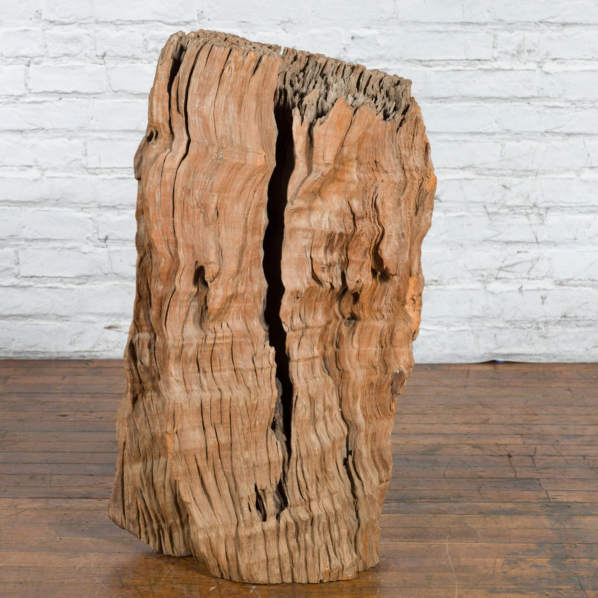 Antique Northern Thai Primitive Folk Teak Planter Made of a Hollow Tree Trunk-12. Asian & Chinese Furniture, Art, Antiques, Vintage Home Décor for sale at FEA Home