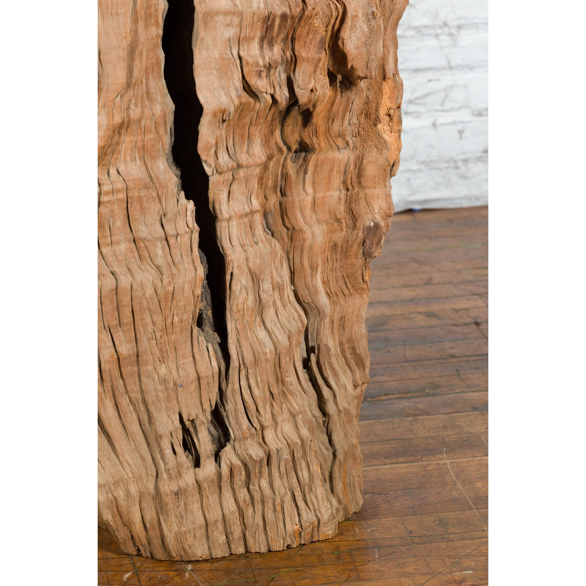 Antique Northern Thai Primitive Folk Teak Planter Made of a Hollow Tree Trunk-10. Asian & Chinese Furniture, Art, Antiques, Vintage Home Décor for sale at FEA Home