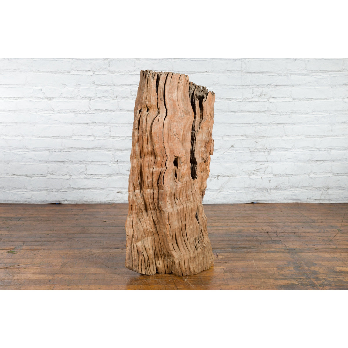 Antique Northern Thai Primitive Folk Teak Planter Made of a Hollow Tree Trunk-3. Asian & Chinese Furniture, Art, Antiques, Vintage Home Décor for sale at FEA Home