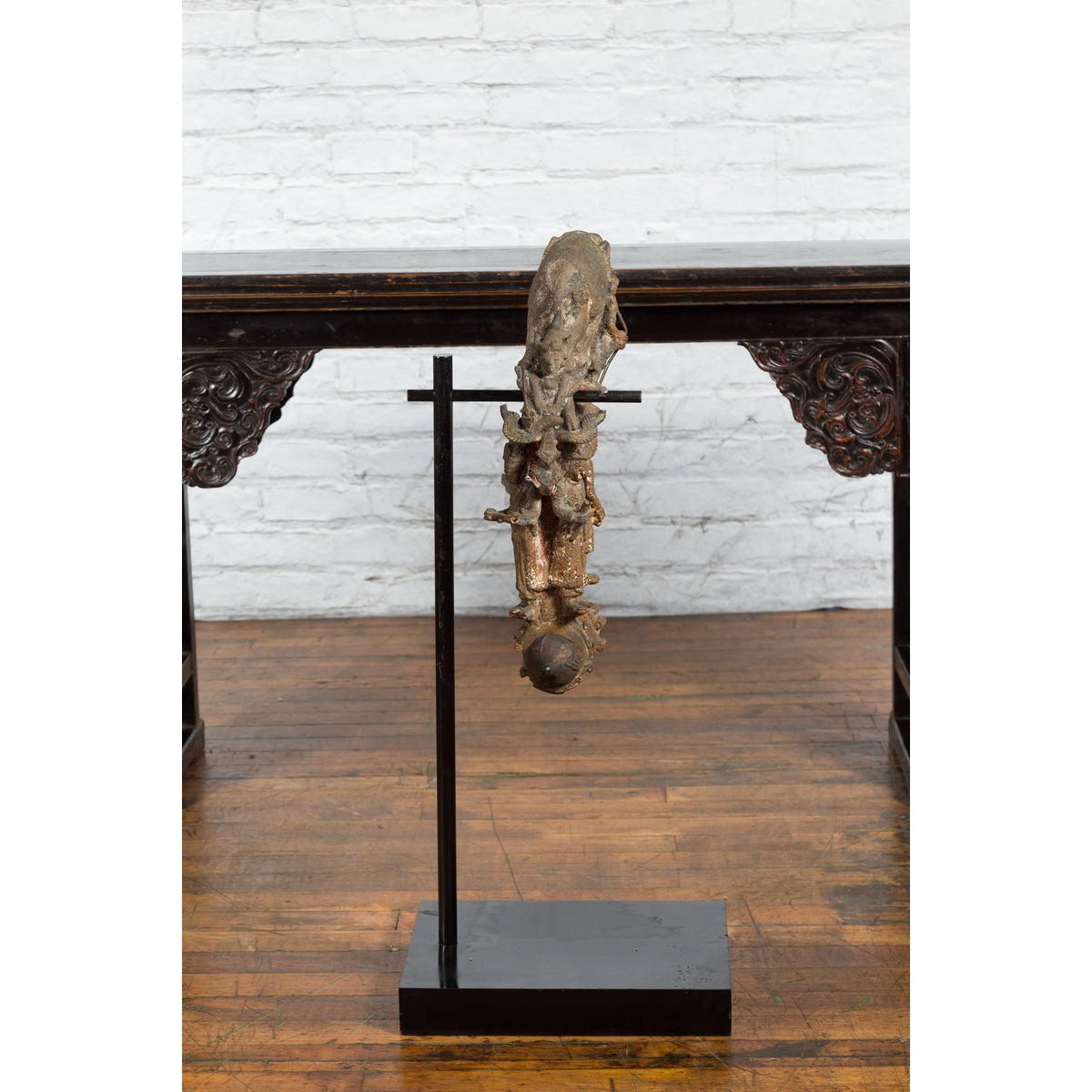 Burmese 18th Century Cast Bronze Buddhist Temple Bell Bracket with Elephant-11. Asian & Chinese Furniture, Art, Antiques, Vintage Home Décor for sale at FEA Home