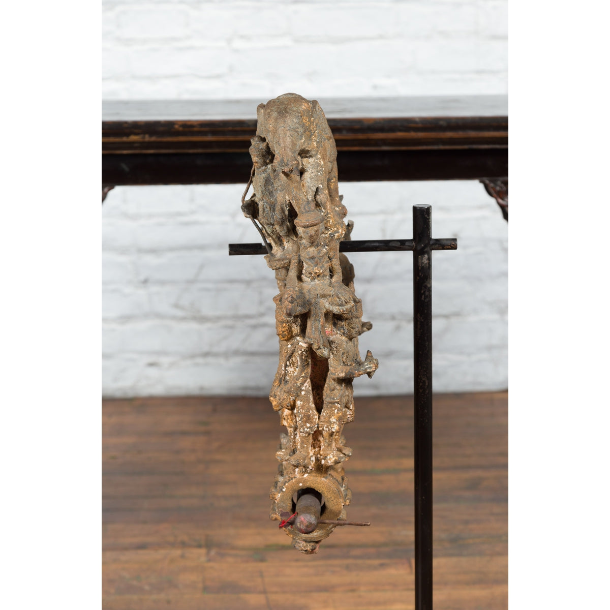 Burmese 18th Century Cast Bronze Buddhist Temple Bell Bracket with Elephant-13. Asian & Chinese Furniture, Art, Antiques, Vintage Home Décor for sale at FEA Home
