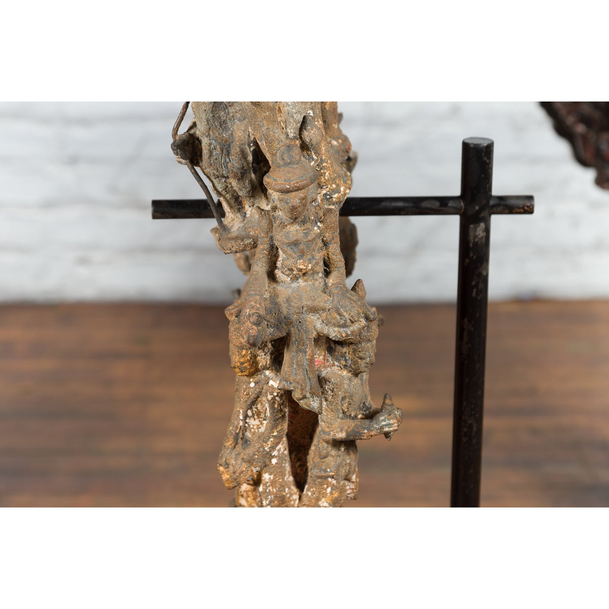 Burmese 18th Century Cast Bronze Buddhist Temple Bell Bracket with Elephant-15. Asian & Chinese Furniture, Art, Antiques, Vintage Home Décor for sale at FEA Home