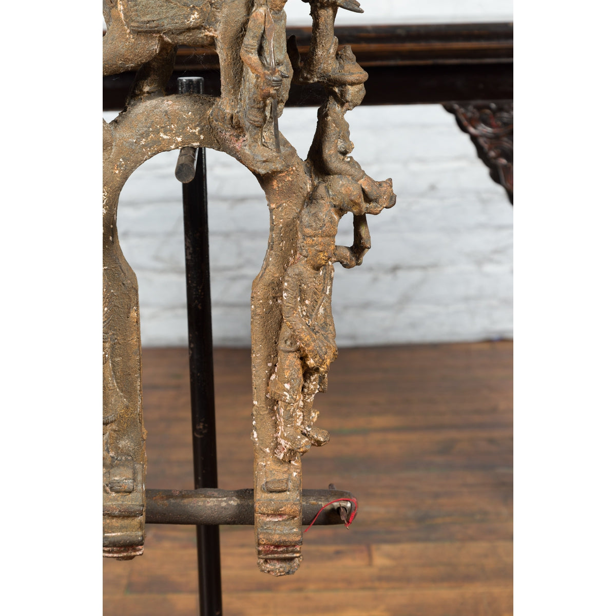 Burmese 18th Century Cast Bronze Buddhist Temple Bell Bracket with Elephant-6. Asian & Chinese Furniture, Art, Antiques, Vintage Home Décor for sale at FEA Home