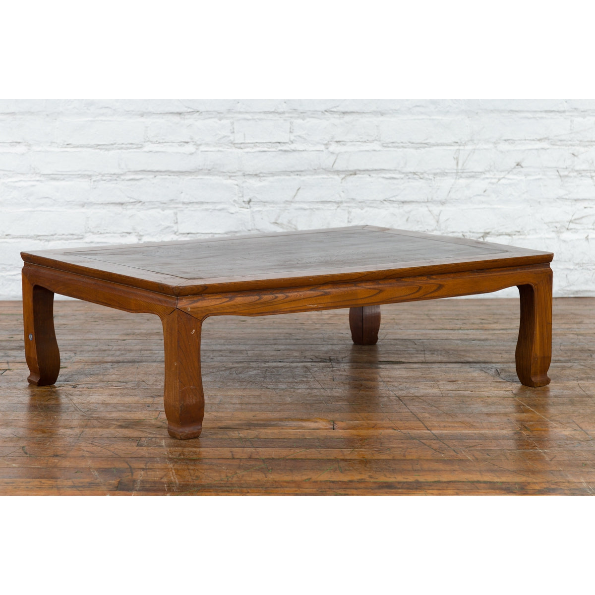 Chinese Vintage Low Coffee Table with Two-Toned Top and Curving Legs-10. Asian & Chinese Furniture, Art, Antiques, Vintage Home Décor for sale at FEA Home