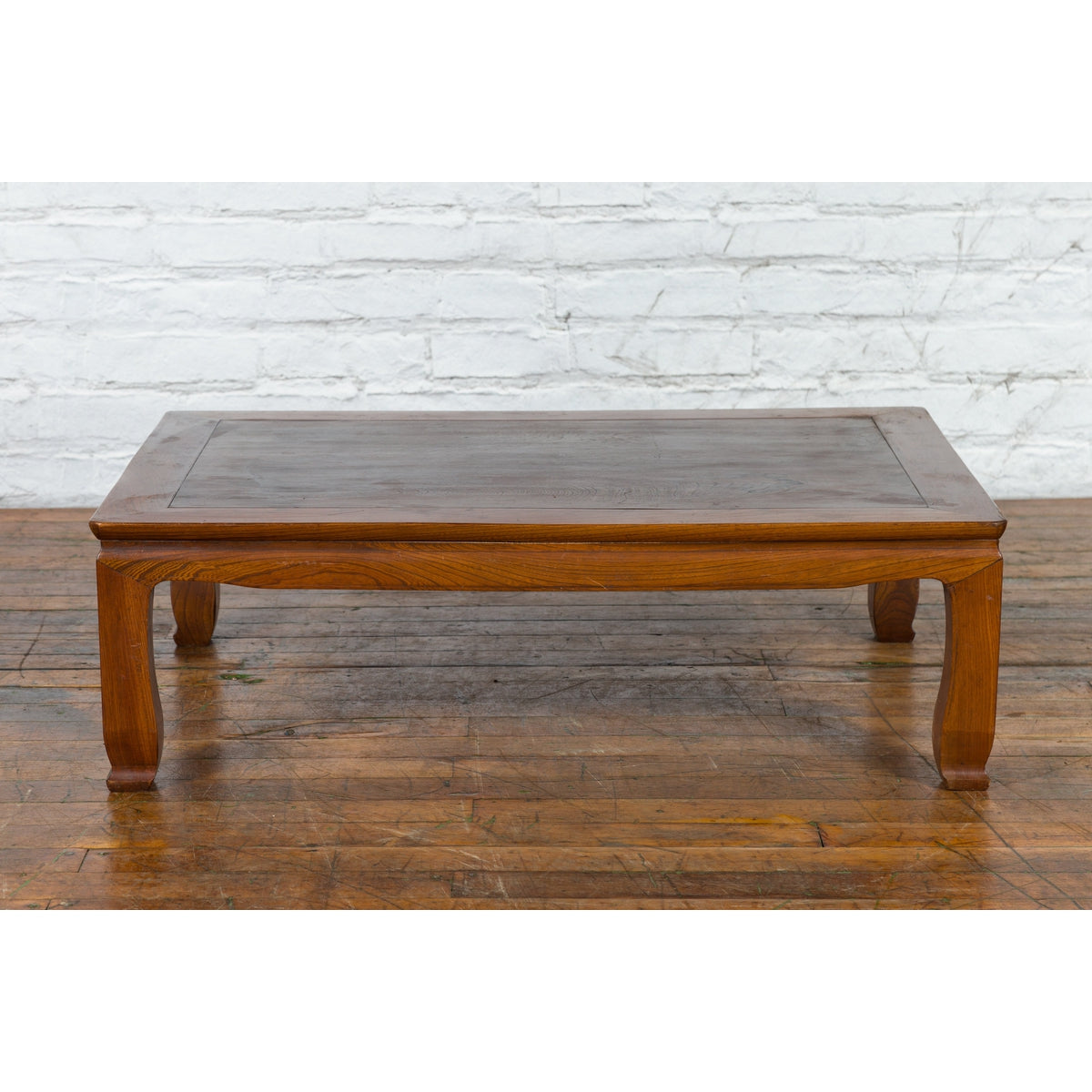 Chinese Vintage Low Coffee Table with Two-Toned Top and Curving Legs-12. Asian & Chinese Furniture, Art, Antiques, Vintage Home Décor for sale at FEA Home