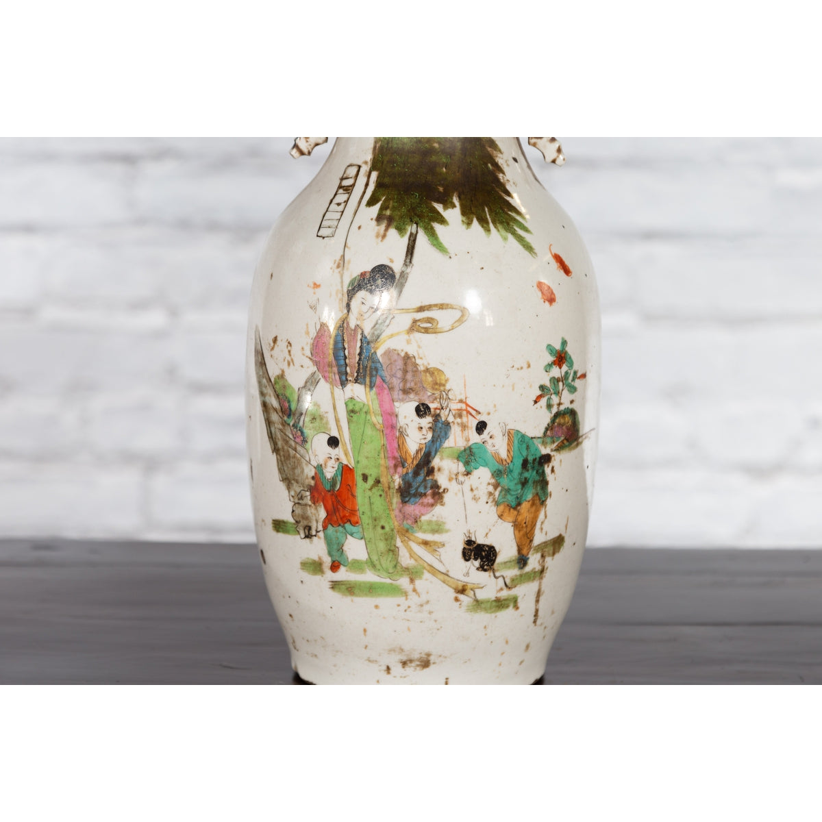 Chinese Porcelain Vase with Hand-Painted Figures and Calligraphy Motifs-5. Asian & Chinese Furniture, Art, Antiques, Vintage Home Décor for sale at FEA Home